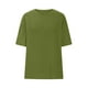 thumbnail image 4 of Conjuntos de otoño para mujer,Camiseta informal de manga corta para mujer, cuello redondo, corte holgado, blusa lisa para uso diario, sopatenor, 4 of 8