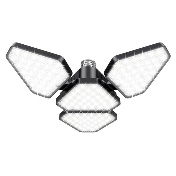 Watfal LED Garage Ceiling Light 120W, 4 Adjustable Panels Total 15000 Lumen 6500K Bay Light, E26/E27 Base for Shop, Warehouse