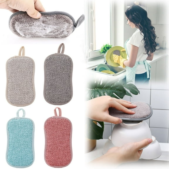 Clearance! Cleaning Brush 12 Pcs Multi Purpose Sponges Kitchen Dish Sponge for Washing Dishes Non Scratch Microfiber Sponges for Cleaning Dishes Pots and Pans Rough Scrubbers Side for Non