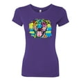 thumbnail image 2 of Wild Bobby, Cute Happy Smiling Dog Rainbow Pitbull Dog Lover Womens Slim Fit Junior Tee, Purple Rush, X-Large, 2 of 3