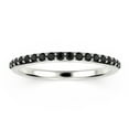 thumbnail image 1 of Petite shared prong black diamond moissanite 0.36ct 1.5mm round cut 18K white gold over silver wedding band, 1 of 4