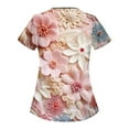 thumbnail image 3 of YDKZYMD Nurse Scrub Tops Uniform Womens Plus Size Floral Flowers Workwear V Neck with Pockets Scrub Tops Graphic Petite Short Sleeve Scrubs Plus Size Jogger Nurse Uniform Scrub Shirt Complexion 2XL, 3 of 3
