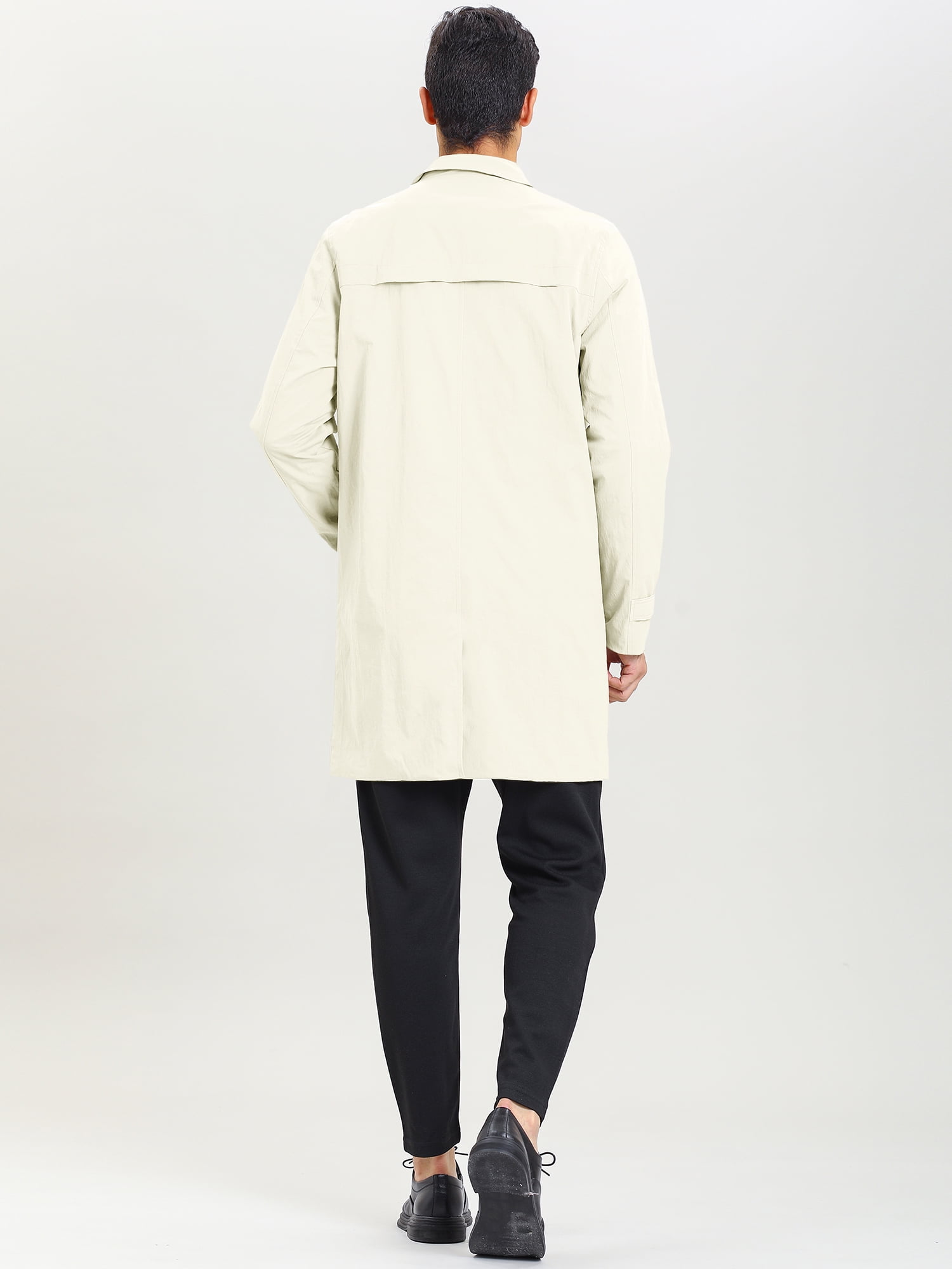 DARING DIVA Men's Trench Coat Lightweight Single Breasted Jacket Overcoat S White