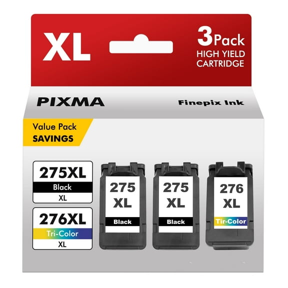 3 Combo Pack PG 275XL Ink Cartridge for Canon ink 275 and 276 for PG275 and CL276 Canon Printer Ink for Canon PIXMA TS3522 TS3520 TR4700 Printer
