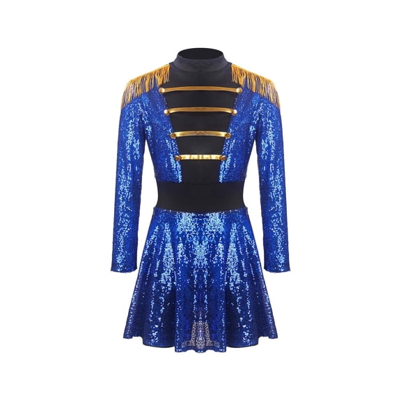 Wensltd Men Women Costume Circus Sequins Leotard Dress for Halloween Party