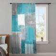 thumbnail image 4 of Turquoise Grey Ombre Sheer Curtains 63 Inches Long, Abstract Vintage Oil Painting Light Filering Curtains, Breathable Simi Curtain Privacy Drapes for Living Room Bedroom Lightweight Window Treatment, 4 of 9