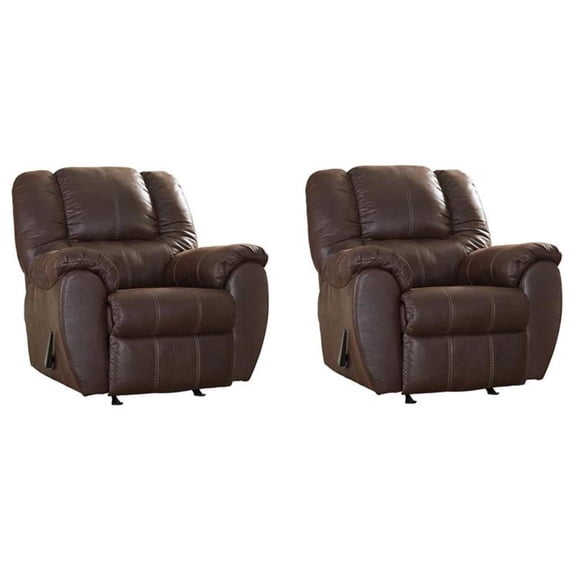 Home Square Set of 2 Contemporary Rocker Recliners in Walnut