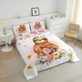thumbnail image 3 of Sloth Comforter Set Boho Floral King Bedding Set ,Cute Wild Animal Quilt Watercolor Flowers Duvet Insert,Rustic Wildlife Bohemian Decor, 3 of 5