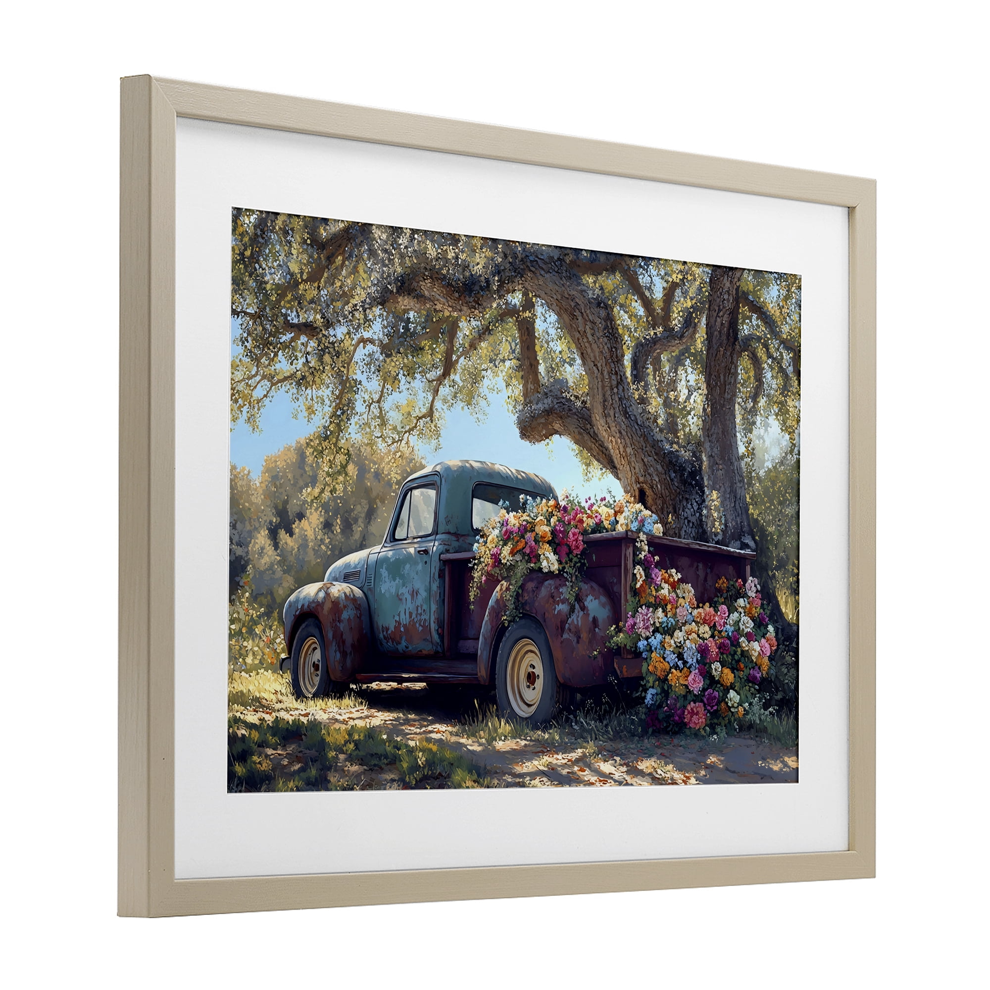 Stupell Industries Repurposed Truck Filled with Flowers Birch Framed Print Under Glass, design by Franklyn Gregory