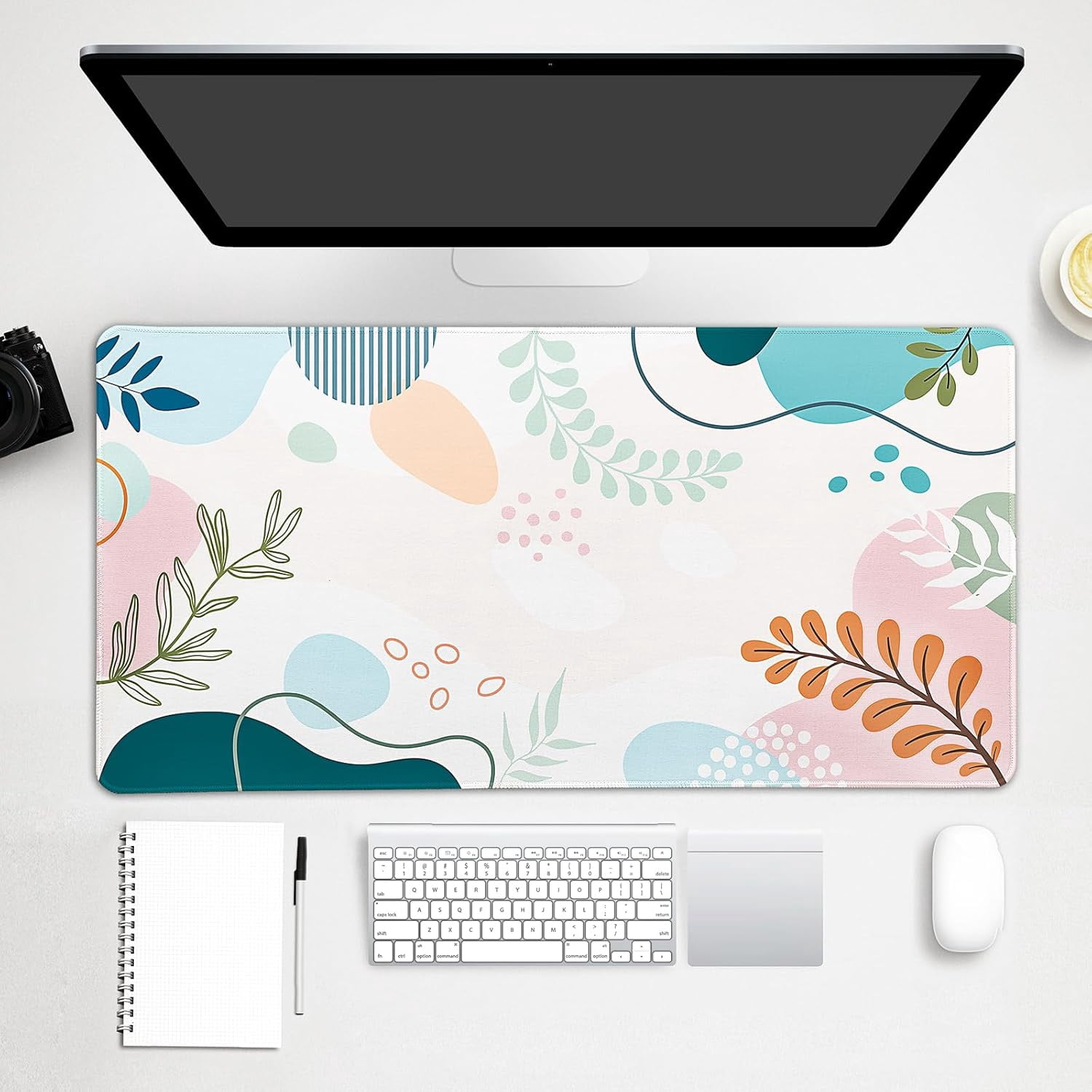 Colorful Abstract Boho Large Mouse Pad, Waterproof Green Pink Desk Mat, Non Slip Computer Gaming Mouse Pad, XXL Full Desk Mousepad Writing Pad for School Office Home 31.5" x 15.7"