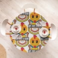 thumbnail image 4 of Ambesonne Emoji Fitted Round Tablecloth, Scowling Rooster Soccer Motif, 56"- 60" Diameter, Orange Red Blue, 4 of 5