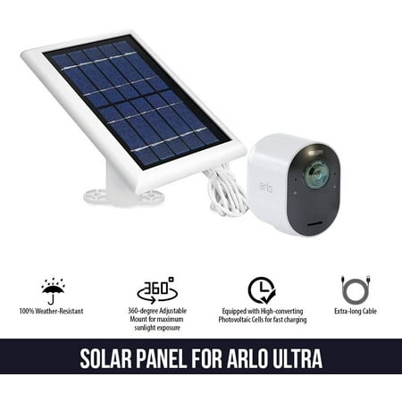 Wasserstein - Solar Panel for Arlo Ultra 2 and Arlo Pro 4 Surveillance Cameras - White