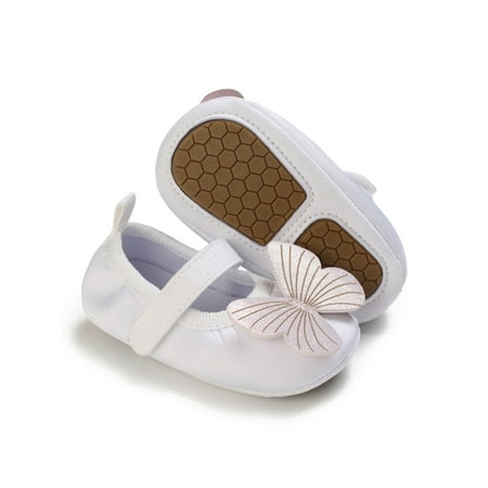 

Colisha Toddler Crib Shoes Soft Sole Mary Jane Flats First Walker Princess Shoe Wedding Cute Loafers Slip On Sock Slippers White Rubber Sole 12-18 months