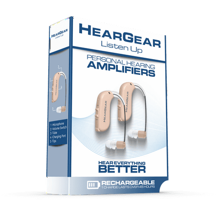 Lucid Hearing - HearGear 1 Pair Rechargeable Personal Sound Hearing Amplifiers - BEIGE