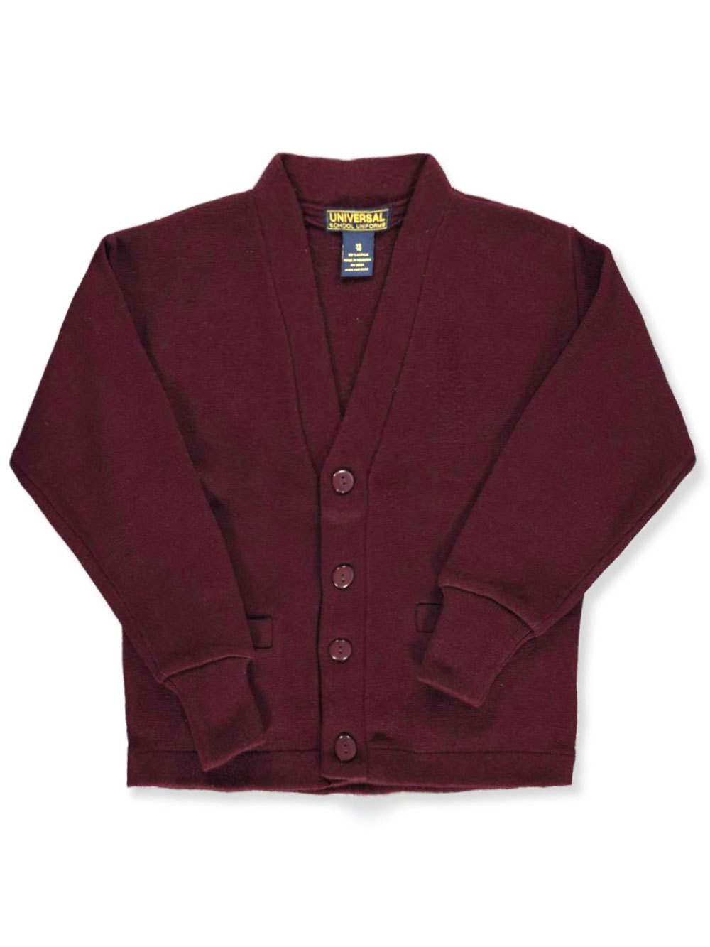 Long-Sleeved V-Neck Cardigan - burgundy 