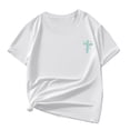 thumbnail image 1 of Hauts d'Été pour Enfants Filles T-Shirts Décontractés à Imprimé Lettre Multicolore Col Rond Manches Courtes Tee-Shirt Fille Blanc 8 Ans-9 Ans, 1 of 5