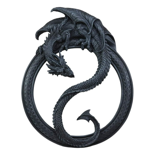 Ebros Feng Shui Yin Yang Harmony Celestial Black Dragon Wall Hanging