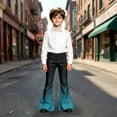 thumbnail image 5 of Girls Bell Bottom Pants High Waist Baggy Wide Leg Pants School Clothes Gradient Pants for Girls Size 5-16 Years, 5 of 6