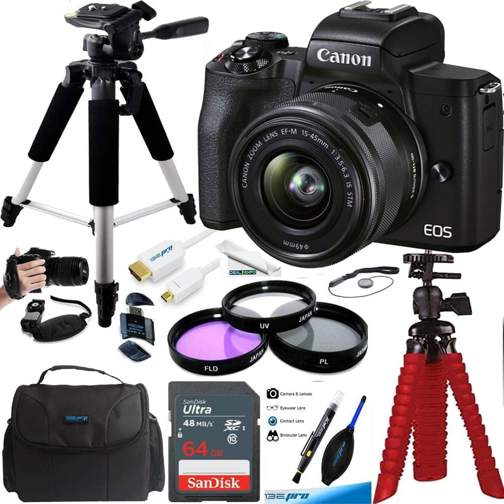 Canon M50 II Digital Camera with 15-45mm Lens (Black) + Expo Advanced Bundle (16Pcs) - Walmart.com