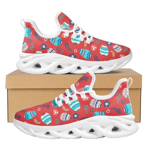 Zapatos planos transpirables para mujer, zapatillas con cordones y estampado de huevos de Pascua, calzado deportivo informal para adolescentes y estudiantes
