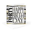 thumbnail image 5 of 3drose, Modern Black and Image of Gold Brush Stroke Fourty Happy Birthday, 6 Greeting Cards with Envelopes, 5 of 7