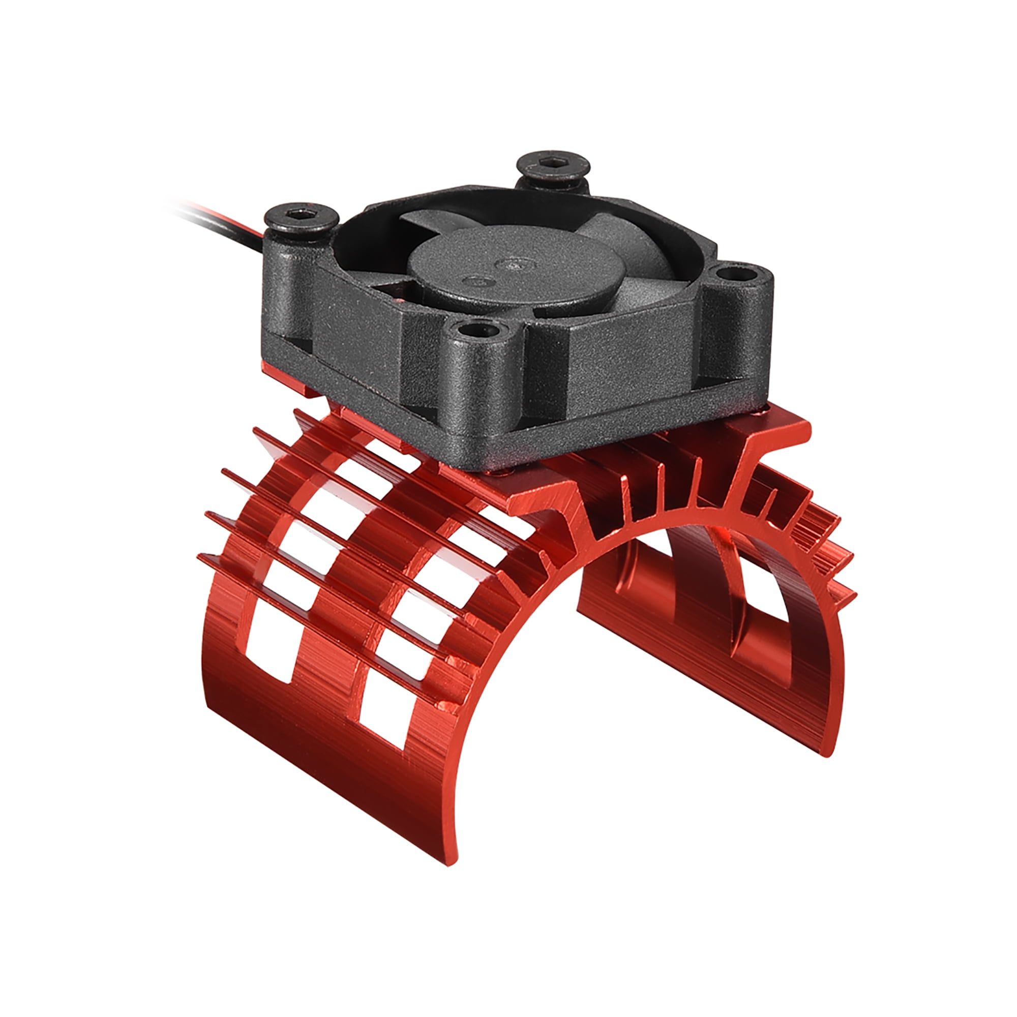 Aluminum Electric Engine Motor Heat Sink with Cooling Fan Red for DIY