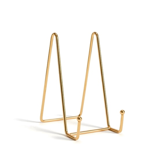 3 Pack 6 Inch Gold Metal Easel Stands, Tabletop Display for Picture Frames, Decorative Platters & Plaques