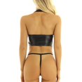 thumbnail image 3 of Wet Look Lingerie Pu Leather Bra Set Lady Nightwear G-String Thongs Tops, 3 of 8