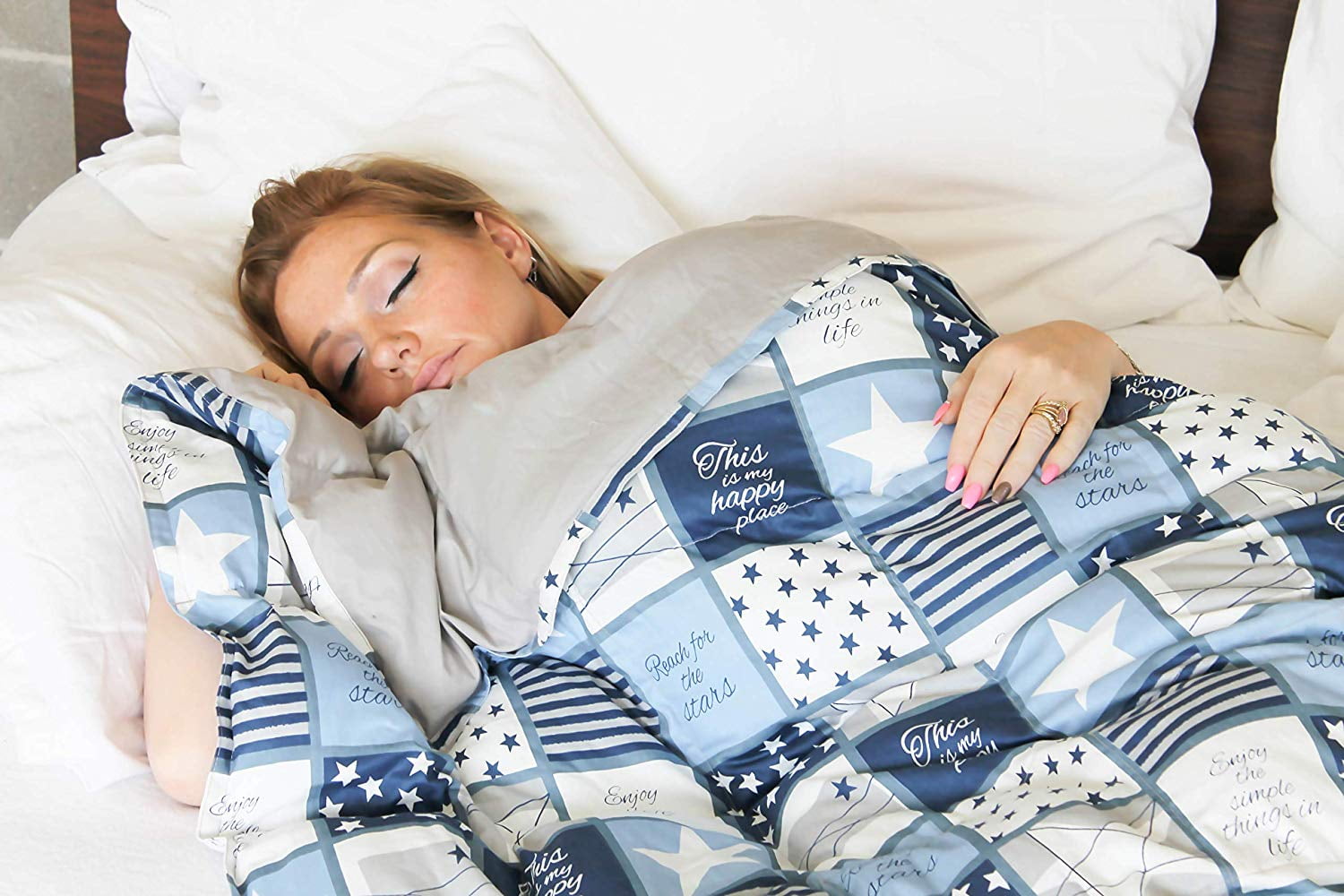 Adult Weighted Blankets Handmade Comfort Blanket Blue Patch 60" x