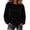 Black, variant on Women's Boat Neck Drop Shoulder Long Sleeve Sweatshirt, Loose Solid Casual Fleece Pullover Top,Size S-3XL