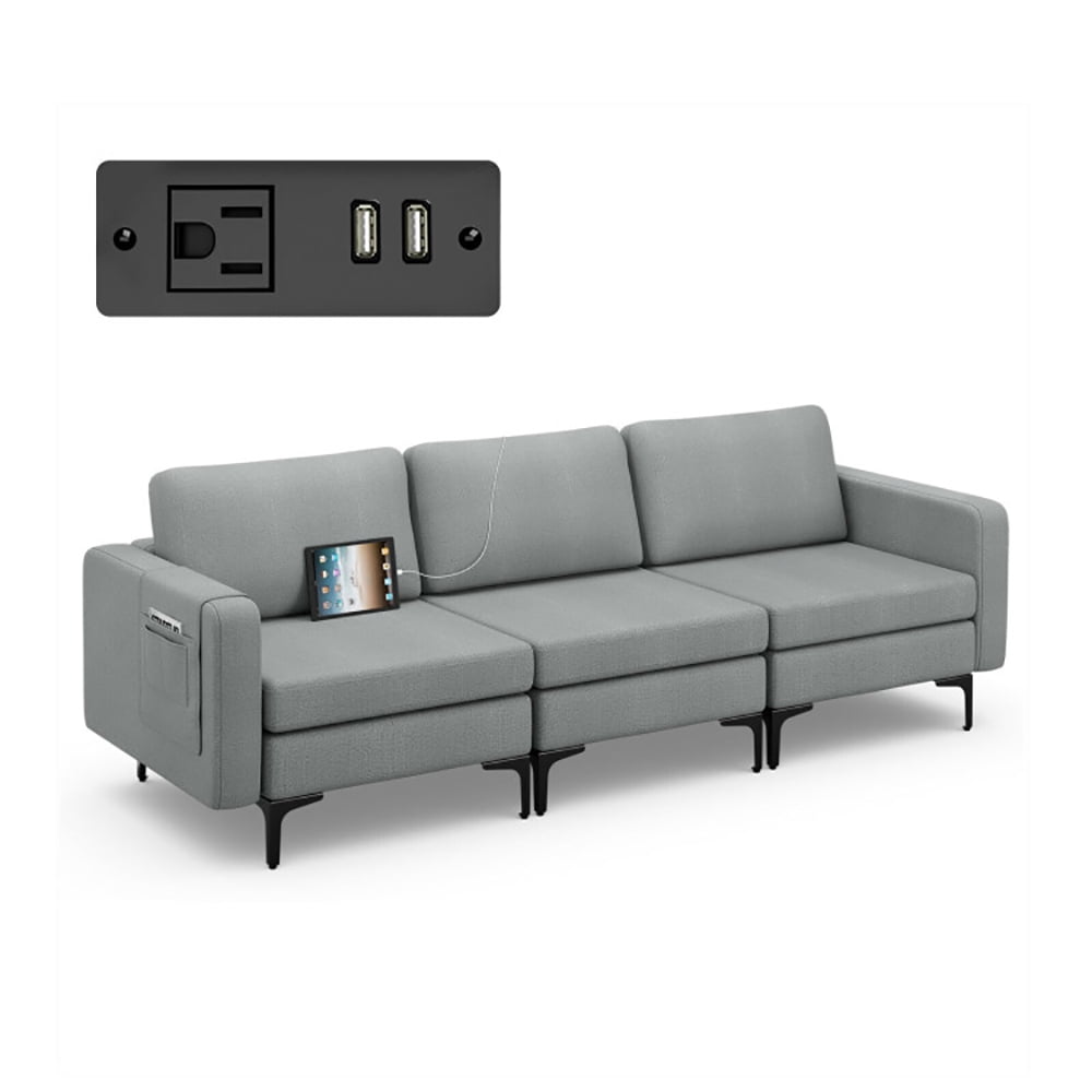 Finihen Sectional Leather Sofa Couch, Convertible Sectional Sofa, Convertible Leather Sofa Couch with Magazine Pockets 3-Seat with 2 USB Port, for Living Room, Dark Gray Finihen Sectional Leather Sofa Couch, Convertible Sectional Sofa, Convertible Leather Sofa Couch with Magazine Pockets 3-Seat with 2 USB Port, for Living Room, Dark Gray