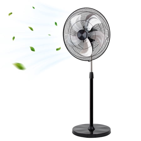 YXSC 18 Inch High Velocity Pedestal Fan, Heavy Duty Oscillating Floor Fan 5 Speed, Adjustable Metal Standing Fan 160W with 90° Oscillation, 51.9” Tall Industrial Garage Workshop Cooling Fan Black