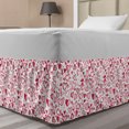 thumbnail image 1 of Love Bed Skirt, Valentine Hearts Gatherings Engagement Honeymoon Arrow Doodle Style Print, Elastic Bedskirt Dust Ruffle Wrap Around for Bedding Decor, 4 Sizes, Magenta Ruby White, by Ambesonne, 1 of 2
