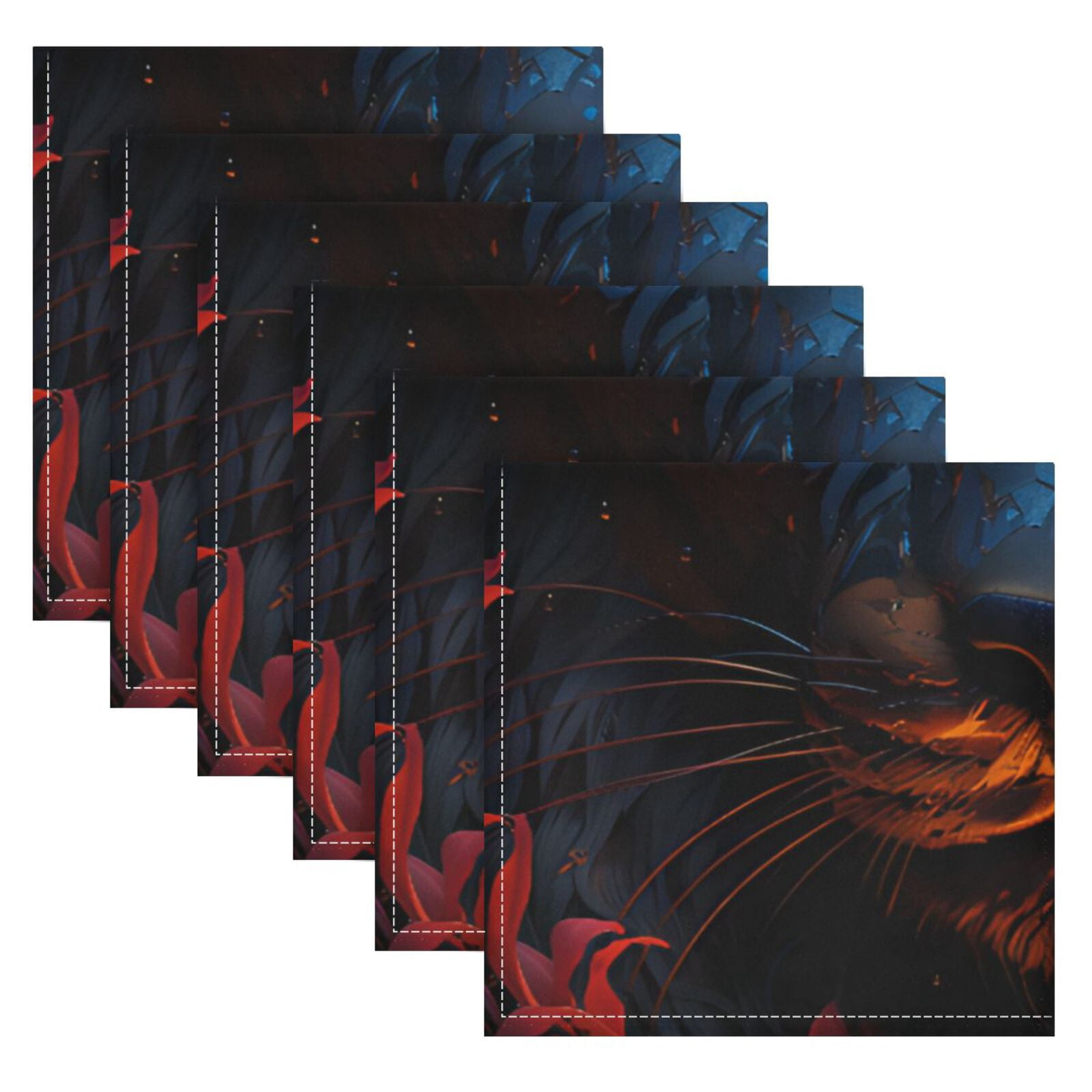 JSTEL Leopard Panther Cloth Napkins Set of 6, 20x20 Inch Washable and Reusable Napkin for Decoupage Dinner Party Everyday Use