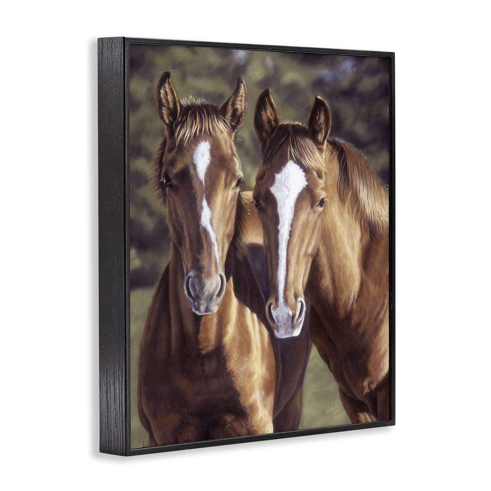 Stupell Industries Brown Horse Pair Animals & Insects Painting Black Framed Art Print Wall Art, 16 x 20