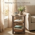 thumbnail image 3 of ZEXVIDA Round Side Table, 3-Tier Small Round End Table WithOpen Storage Shelves, Nightstand for Small Spaces, Living Room,oak, 3 of 8