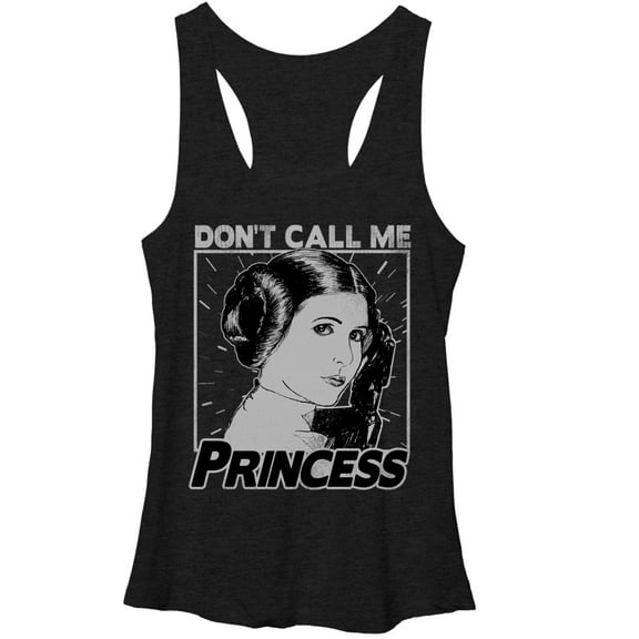 Women's Star Wars Don't Call Me Princess Racerback Tank Top Black Heather Large