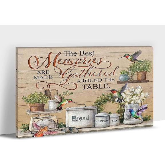 Kitchen Wall Art - Farmhouse Canvas Wall Art, Vintage Kitchen Sign Print Picture For Decor Bathroom, Rustic Landscape Painting, Framed Kitchen Accessories Artwork For Dining Room Wall Decor 12x18 inch