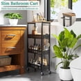 thumbnail image 3 of Slim Storage Cart 4 Tier Narrow Kitchen Rolling Cart on Wheels for Small Space, Mobile Utility Cart Shelving Unit with Wooden Top and Metal Handle for Kitchen, Bathroom, Laundry Room, 3 of 9