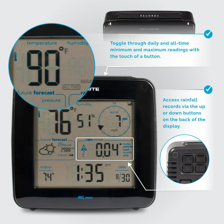 Acurite Iris (5-in-1) Weather Station with Color Display for Indoor and Outdoor Temperature and Humidity, Wind & Rain with Built-in Barometer