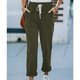 thumbnail image 2 of Pantalones de pierna recta Polyetser Pantalones casuales transpirables con cordón en la cintura para mujeres y niñas, 2 of 6