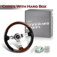 thumbnail image 4 of W-Power 13.5" Dark Wood Grip 6-Hole Chrome 3-Spoke 343MM Racing Steering Wheel, 4 of 5