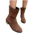 thumbnail image 5 of Suede Ankle Boots Side Zipper Block Heel Fashionable Casual Fall Winter Short Boots Comfortable Versatile Stylish Walking Footwear, 5 of 9