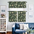 thumbnail image 5 of Summer Tropical Plant Monstera Leaf Curtain Tier and Valance Set 3 Piece, Watercolor Leaves Seamless 3-inch Rod Pocket Window Tier Curtains Valance for Kitchen Living Room, 5 of 9