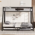 thumbnail image 3 of Bellemave Twin XL Over Queen Size Bunk Bed with Trundle Triple Metal Bunk Bed Frame with 2 Ladders and Guardrails Space-saving Bunk Beds for 3 (Black), 3 of 10