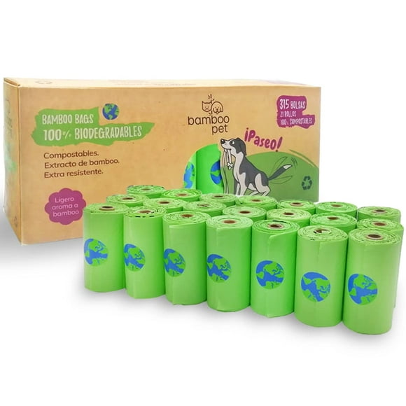 BambooPet Bolsas para Popó de Perro, Biodegradables y Compostables, 315 Pza