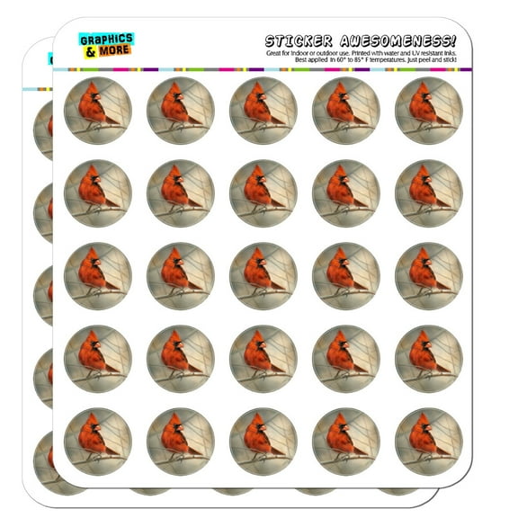 Cardinal Red Bird on Tree Branch Planner Calendar Scrapbooking Crafting Stickers