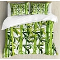thumbnail image 1 of Bamboo Duvet Cover Set King Size, Fresh Green Plant with Leaves in Zen Garden Nature Growth Ecology Feng Shui Theme, Decorative 3 Piece Bedding Set with 2 Pillow Shams, Green White, by Ambesonne, 1 of 3