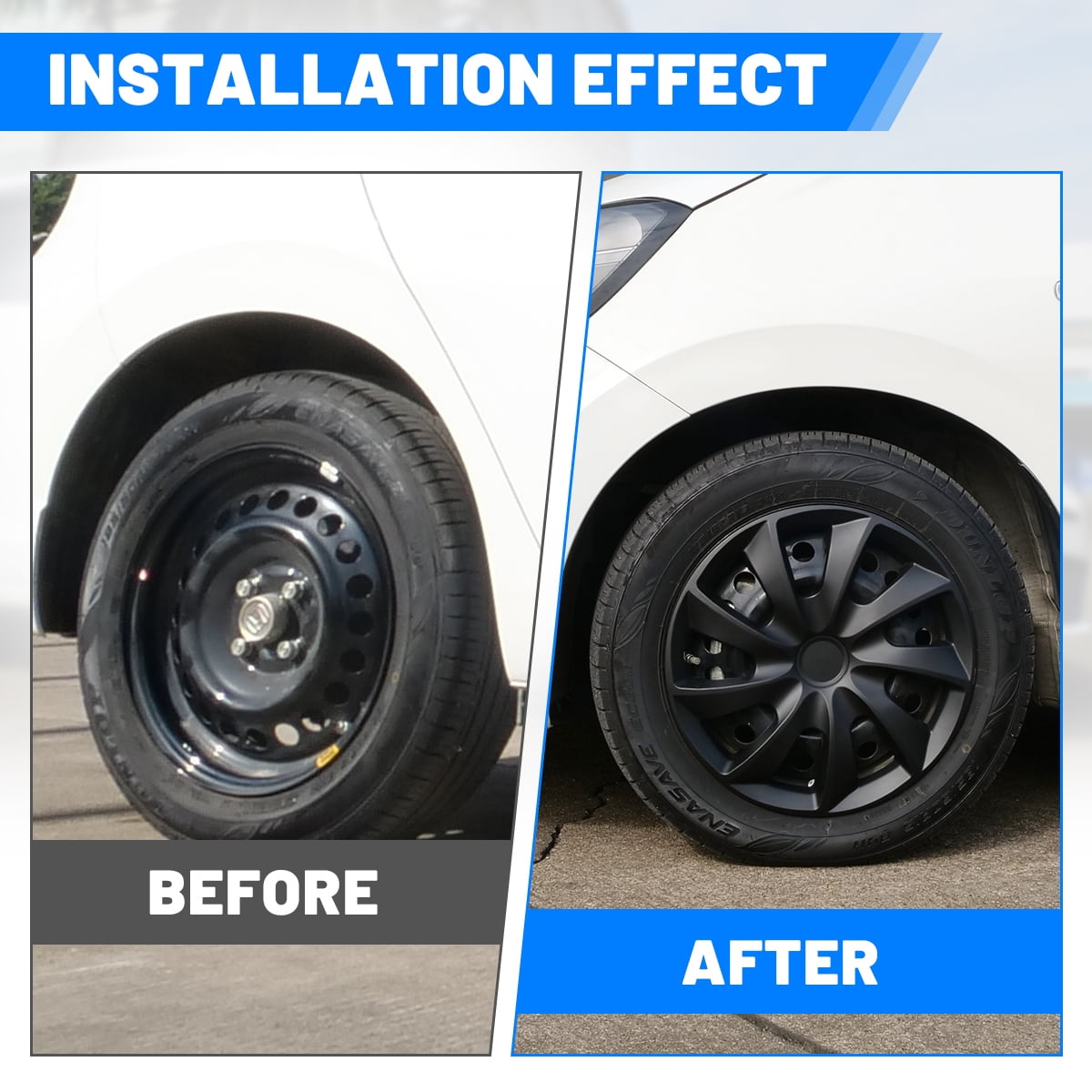 16" Set of 4 Silver & Black Lacquer Wheel Covers Snap on Hub Caps Fit R16 Tire + Steel Rim,ABS Plastic