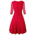 thumbnail image 3 of Robes pour Femmes 2024 Été Surdimensionnée Tempérament Manches Trois Quarts Faux Deux Pièces Encolure Patchwork Grande Jupe Robe en Dentelle Rabais de 50 % Liquidation!, 3 of 5